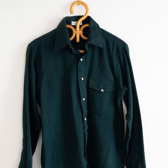 Men's Vintage Bookhard Doughty Forest Green Long Sleeve Button Down - Picture 2 of 3